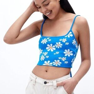 PacSun Blue Floral Daisy Crop Top NWT Size Medium